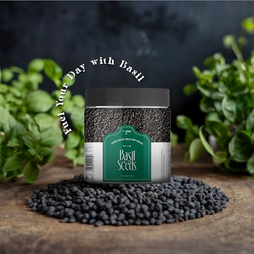 Image of Jivo Raw Basil Seeds for weight loss - 200gm | Sabja Seed, Takmuria Seeds 200g (Jar Pack) | High Fibre And Omega 3