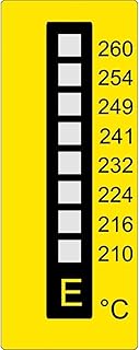 Temperatur Messstreifen, +210°C bis +260°C, vertikal, 8 Felder, irreversible 10 Stück - HPC Sekure