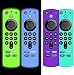 Produktbild AIYAAIYA 4 PCS Schutzhülle für Alexa Sprachfernbedienung (3rd Gen), Stoßfeste Silikonhülle für Fire TV Stick 4K 2021 Fernbedienung mit Anti-Verlust-Seil (Glühen Blau+Glühen Grün+Eisblau+Lila)