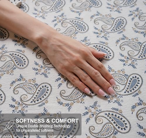 RUVANTI Flannel Sheets Full Size - 100% Cotton Double Brushed Bed Sheets Set, Deep Pockets 16 Inches, All Seasons Breathable & Extra Soft Full Sheets, Warm & Cozy, 4 Piece, Old School Paisley - 3