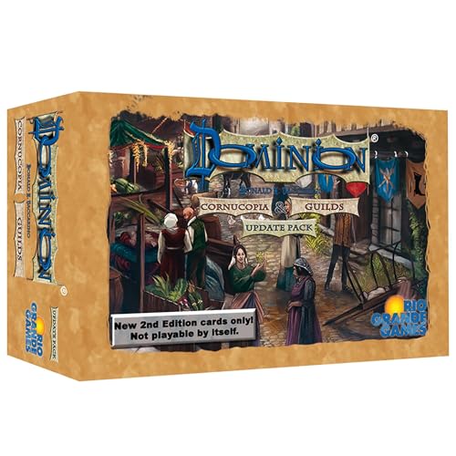 Rio Grande Games: Dominion Cornucopia & Guilds - Paquete de actualización - Solo Tarjetas de Segunda edición, Paquete de expansión para actualizar la 1ª edición a la 2ª edición
