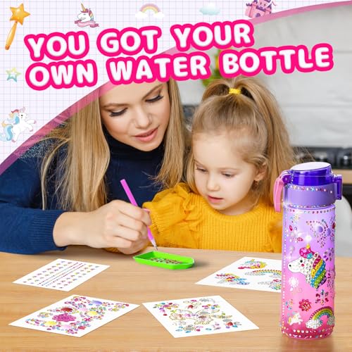 BOOH Gifts for Girls 4-12, Decorate Your Own Water Bottle Kits for Girls, Unicorn Diamond Painting Toys & Friendship Bracelet Kit, Fun Arts Crafts for Kids Ages 4-6-8-10, Birthday Gifts Toys for Kids by BOOH - Image 2