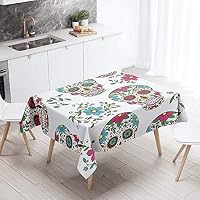 Chickw1 Tischdecke Wasserdicht – Polyester, Schwarzer Horror-Schädel Print, 60x60 Cm, Für Garten & Party