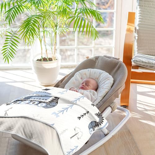 Image of Qilmy Viking Ships Baby Blanket for Boys Girls Kids with Soft Cotton, Cute Cozy Warm Nursery Receiving Swaddle Blanket for Toddler Infant Crib, 30 x 40 Inch