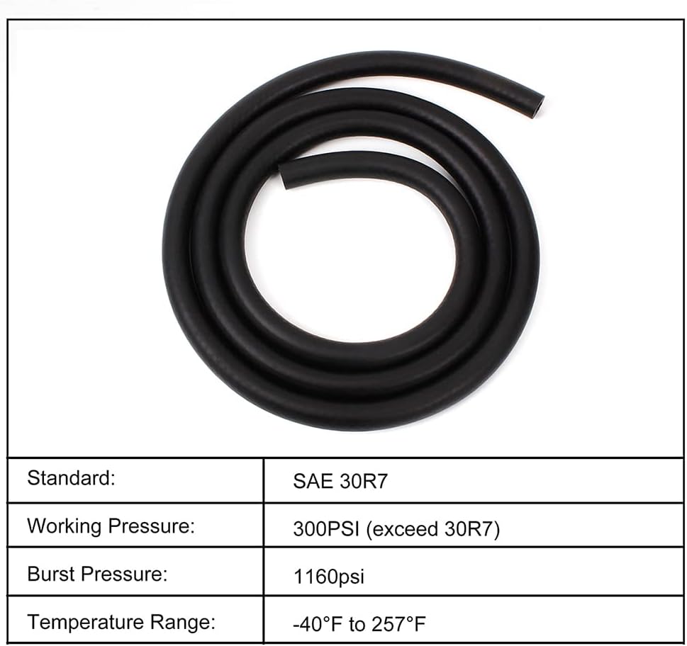 NBR Fuel Line Hose Black Nylon Steel Oil Gas Fuel Line Hose 5/16 Inch Inside Diameter Suitable for Fuel Systems Engines Tube Hose 5 Feet
