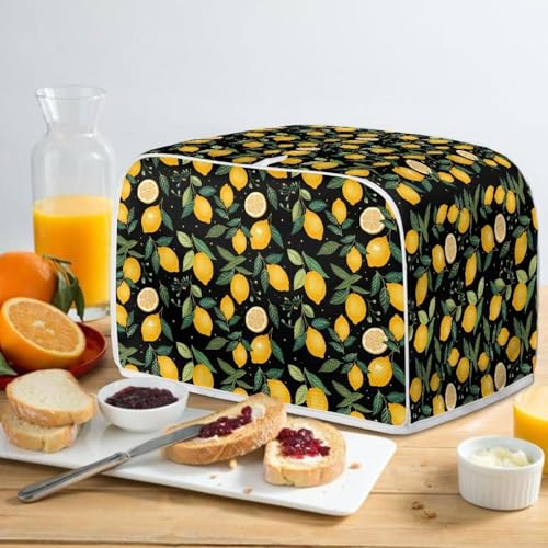 Image of Talayituse Lemon Leaf Print Toaster Cover 4 Slice Wide Slot, Lightweight Dust Protection Washable Appliance Bag Bread Maker Cover