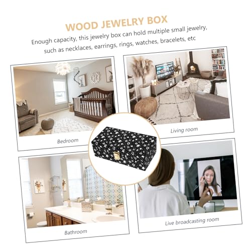 Boîte à bijoux en bois chic pour table et rangement de boucles d'oreilles - 5
