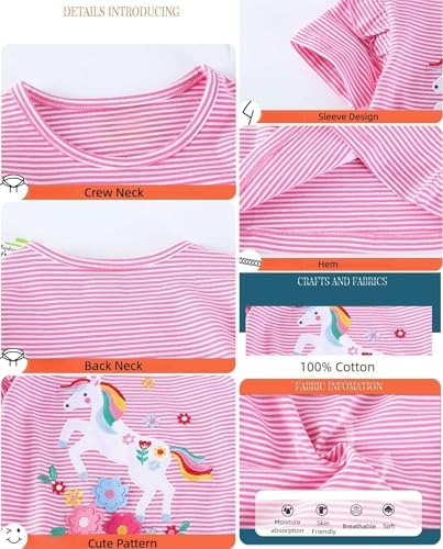 Winzik Girls Shirts Toddler Girl Short Sleeve T Shirt Kids Unicorn Tee Tops Summer Clothes 18M-7Y(6-7 Years, Unicorn Giraffe) — view 6