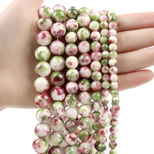 Cuentas de piedra de jade coloridas redondas sueltas esmeriladas para hacer joyas, pulseras de abalorios de 4-12 mm, 26-12 mm, 29-30 unidades