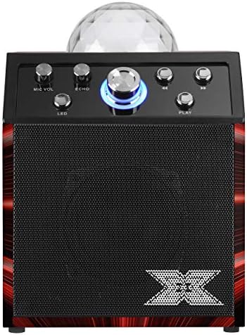 The X Factor TY6085A Kids Karaoke Machine and Disco Cube Speaker, Portable with Bluetooth, 2 Microphones, LED Lights and Echo, Black