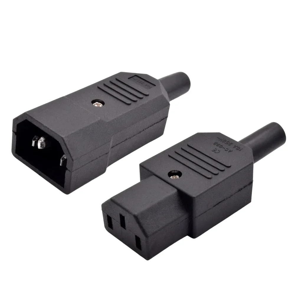 5pcs 10pcs IEC 320 Cavo Cavo C13 C14 Presa AC 10A 250V Nero Rewireable Elettrico 3 Pin Femmina Maschio Connettore di Alimentazione (10pcs C14 Maschio)