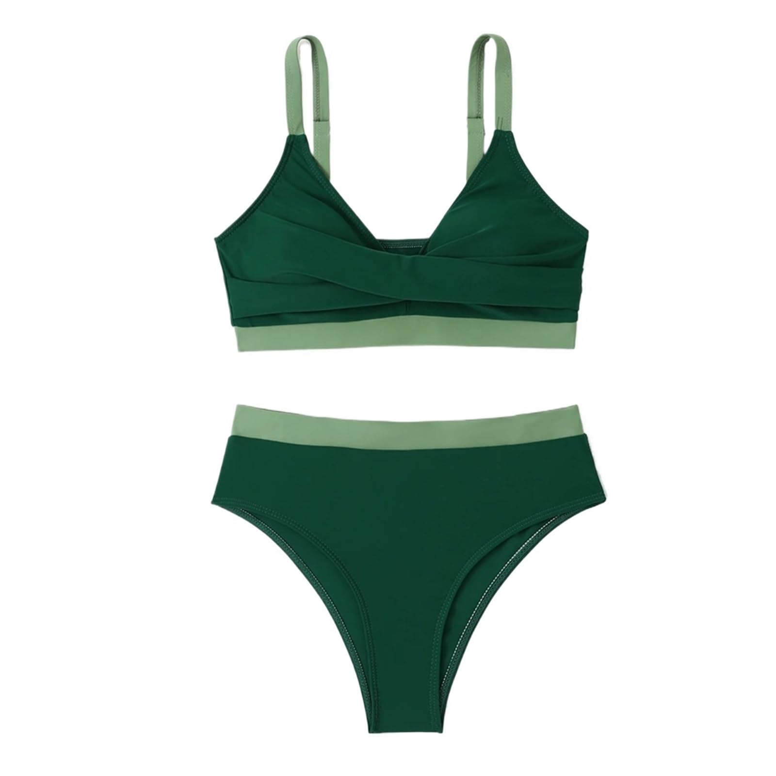 Traje de baño Bikini Conjunto Cintura Alta Sexy Dos Piezas sólido para Mujer
