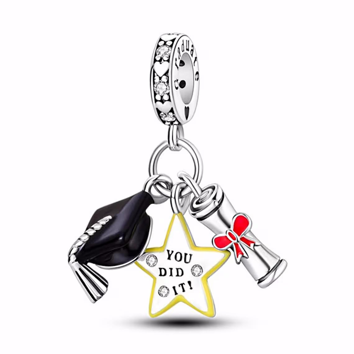 Pendentif Breloque Diplôme Compatible avec Toutes les Marques Charm Hibou Parchemin Chapeau Livre Cœur Étoile Pendentifs Anniversaire Bead Argent
