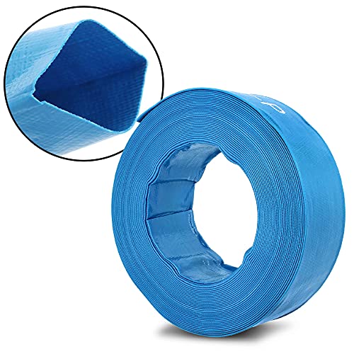 MAR-POL® Manguera de Bomberos Industrial, 20 m x 2 Pulgadas, Construcción y Agua, Plana Azul, 2 Bar, 52 mm, Poliéster | M85313