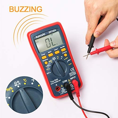 Bild 5 - AstroAI Digital Multimeter, Voltmeter Ohmmeter Amperemeter Mit TRMS 4000 Counts, Manuell und Auto-Range, Misst Spannung, Strom, Widerstand, Durchgang, Frequenz, Dioden, Temperatur, Rot