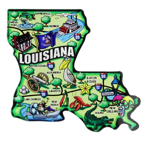 Imán Decorativo Acrílico Forma Estado Louisiana 3.4 x 3.25"