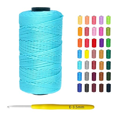 Yusarinl 1.5mm x 219 Yards Polyester Cord for Knitting, Macrame String for DIY Hats, Bags, Shoes, Plant Hangers, Decorations - Aqua Blue