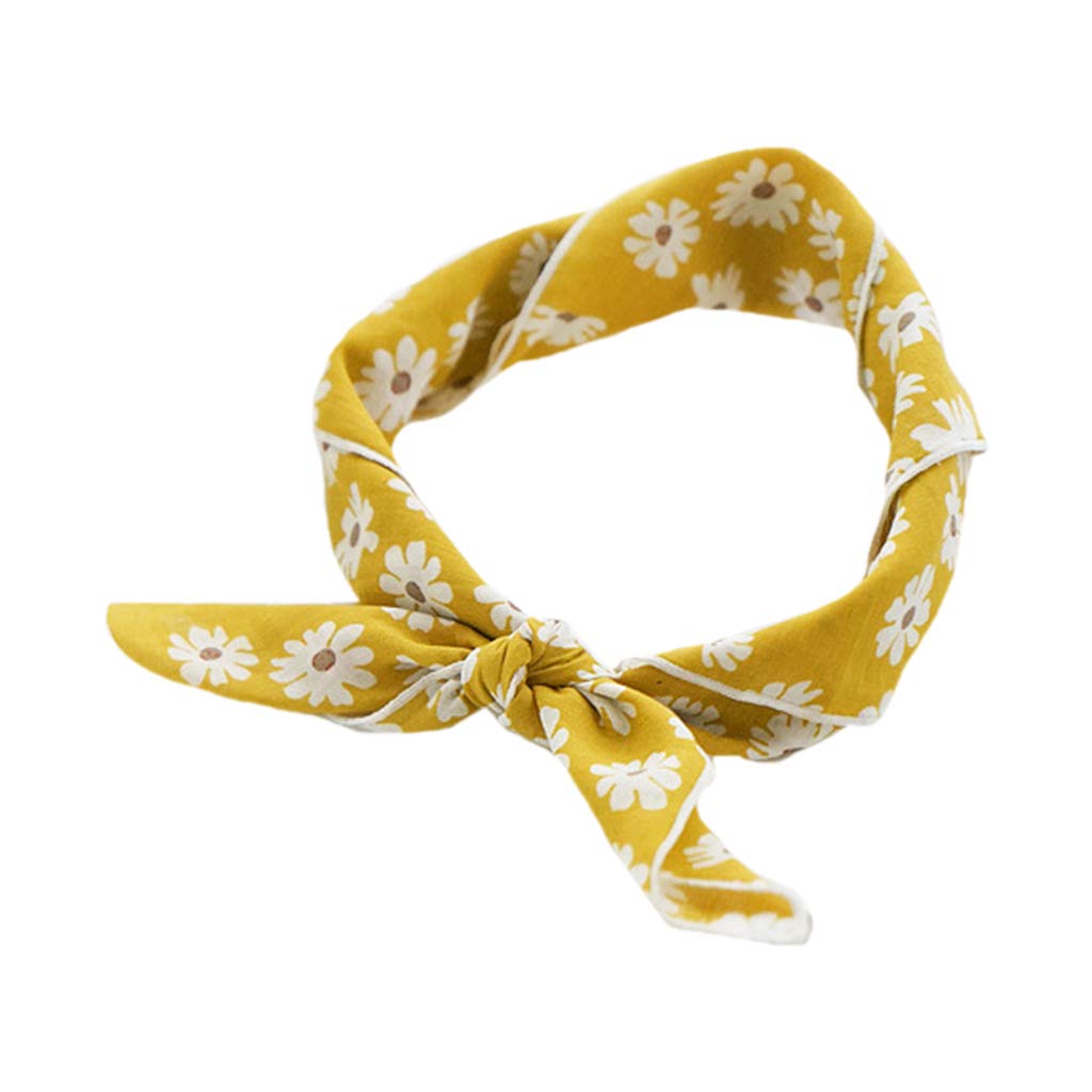 Kobeleen Women's 2 Pastoral Cotton Square Scarf Sweet Daisy Floral Bandana Neckerchief Wrap