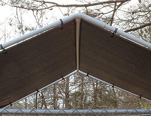 King Canopy Outdoor Dog Kennel Roof Cover Kit 9-Feet 7-Inches By 9-Feet 7- Inches, 1 3/8-Inch Steel Frame, With Clamps 10- Feet By 9-Feet 7-Inches, Shade, Pet, Dog House, Silver, Dk1010Pcs #TOP6