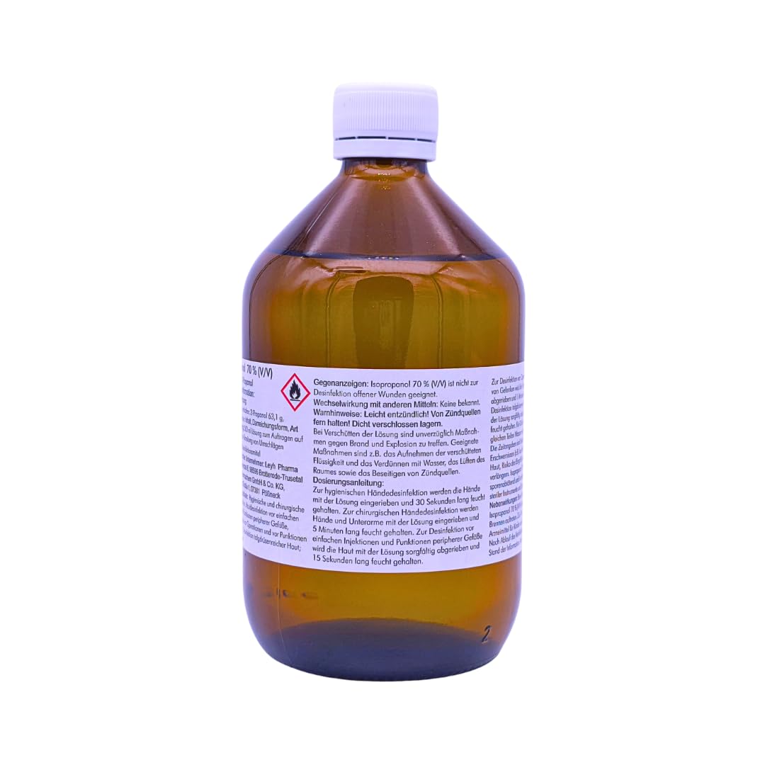 Isopropanol 70% 3x 500 ml I Lösung zur Hautpflege & Handreinigung I Für Kühlumschläge I Für Praxis, Haushalt & unterwegs I Rückstandsfrei & schnell trocknend I Spar-Set plus Pharma Perle give-away