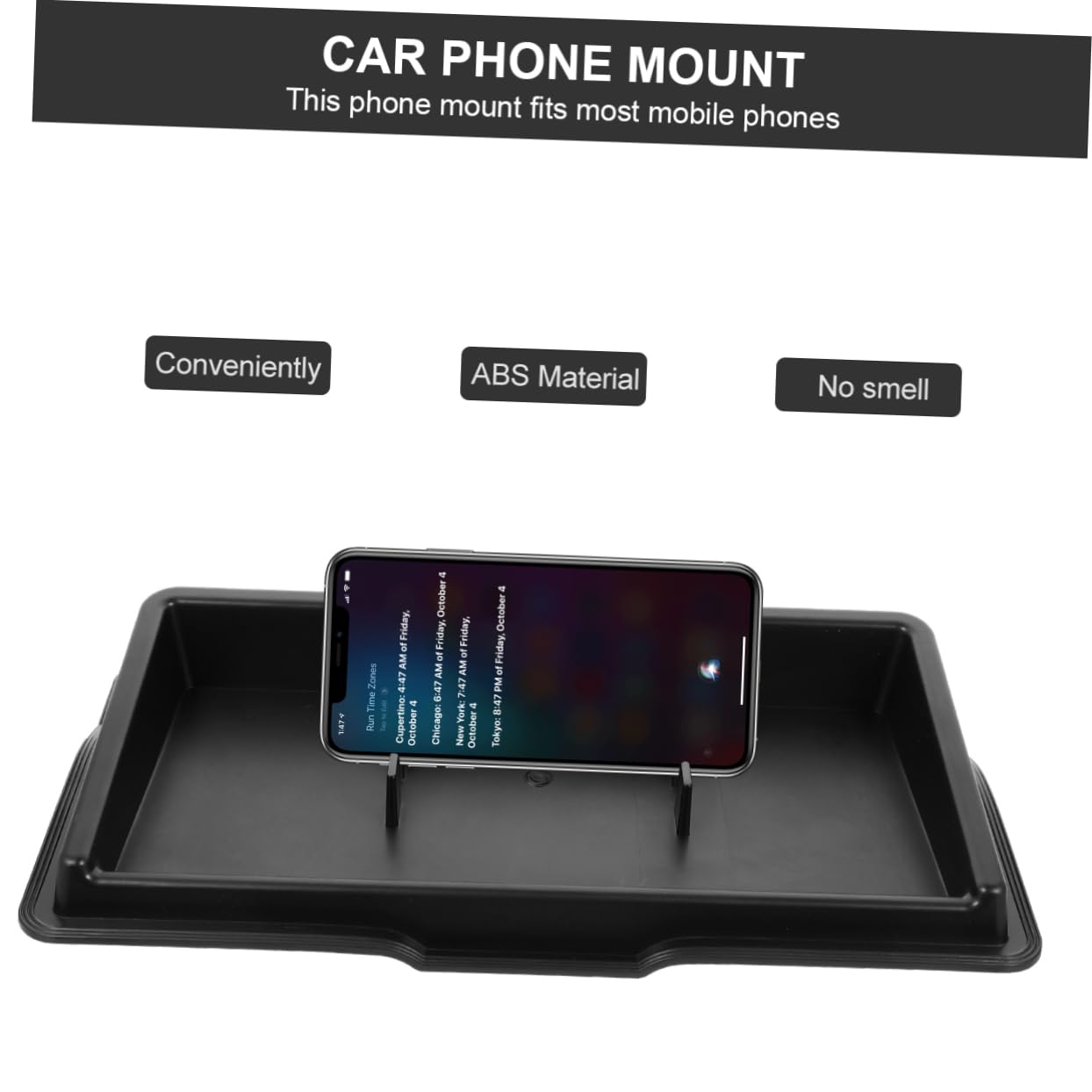 PLAFOPE Supporto Telefono Auto da Cruscotto in Abs Nero, Anti-sdrucciolo | Vaschetta Multiuso Lavabile, per Auto e Smartphone, Resistente All’usura, Formato Compatto