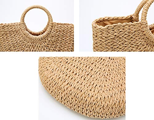 Bolso playero grande de paja para mujer miniatura 7
