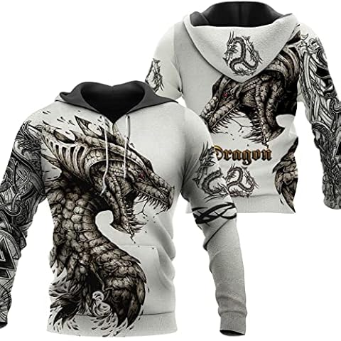 Tattoo and Dungeon Dragon Hoodies Unisex Pullover Men's Sweatshirt Zipper Fleece Hoodies Casual Jacket Sportswear 6XL Cover