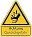 Aufkleber Warnaufkleber"Achtung Quetschgefahr Hand" Warnung Warnschild Folie signalgelb ähnl. ISO 7010 | Größen wählbar Made in Germany, Größe: 52x61 mm