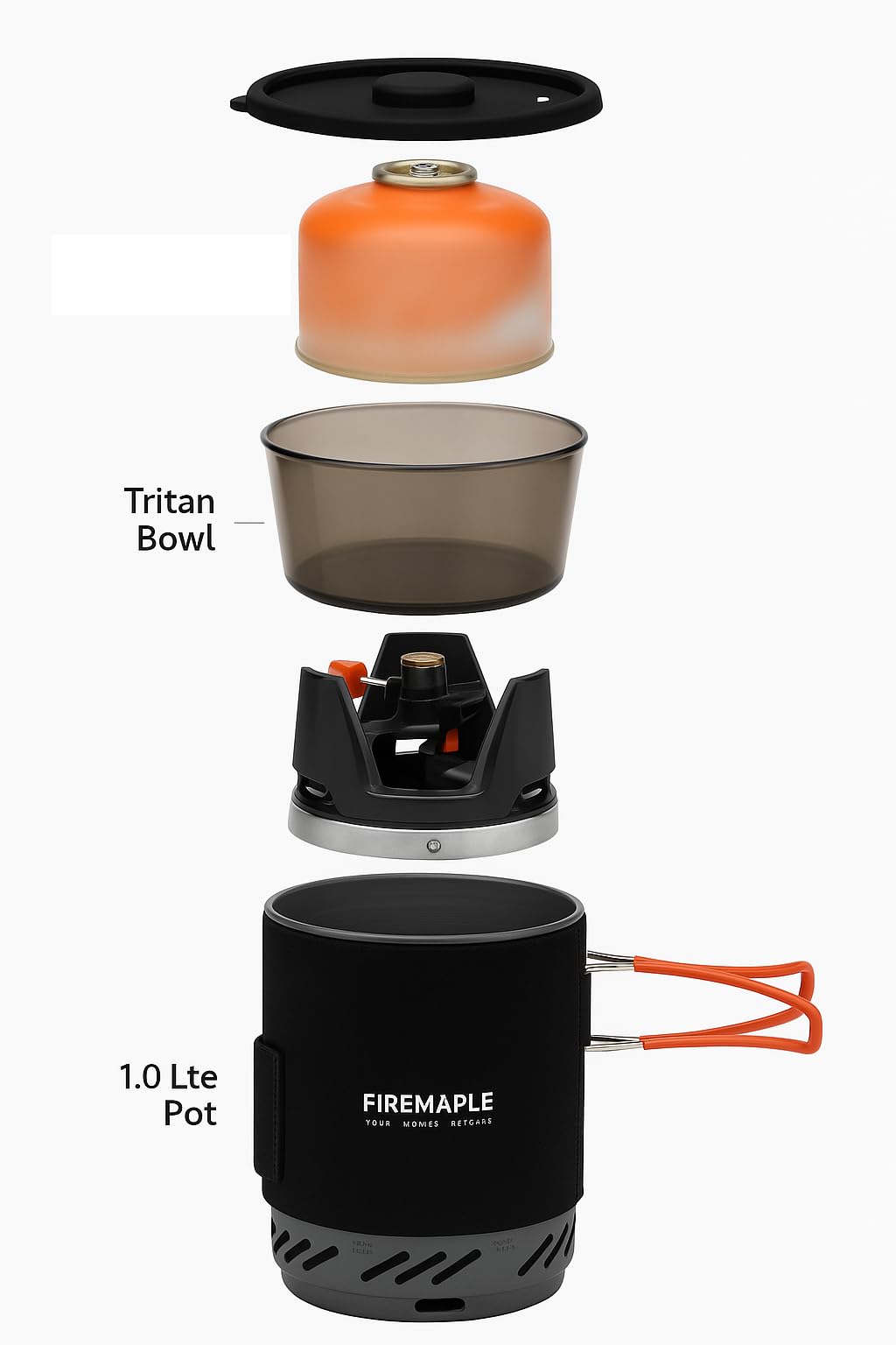 Fire-Maple "X1" Réchaud de Camping Gaz Portable – Brûleur à Jet Compact pour Trekking, Randonnée, Backpacking, Bushcraft, Pêche & Chasse – Équipement de Camping Léger Noir