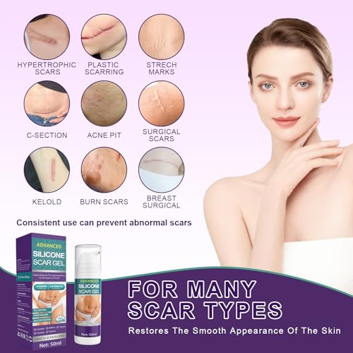 Silicone Scar Cream Scar Gel - Advanced Scar Gel Scar Treatment for Stretch Marks Removal, Old & New Scars, Surgical Scars, Burns, Acne, C-Section, Keloid Scar Treatment for Women & Men, 1.76Oz - Thumbnail 5