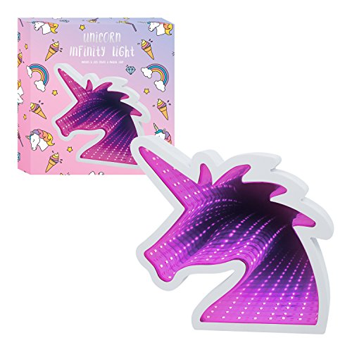 Global Gizmos oneindigheidsspiegellamp met paarse LED's, motief eenhoorn