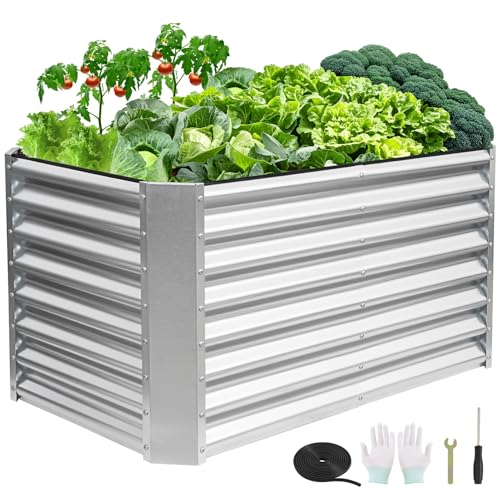 GoCampDirect 4x2x2ft Raised Garden Bed - Galvanized Deep Root Planter Boxes Outdoor with Wing Nuts and Safety Edges for Gardening Vegetables, Flowers, Herbs, Succulents - Silver