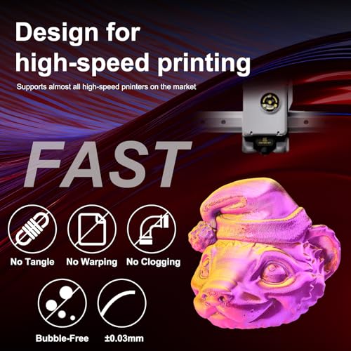 Image of ERYONE Silk Tri Color PLA Filament 3D Printer 1.75mm + /- 0.03mm, Multicolor Filament Tricolor PLA 1KG(2.2lbs) Cardboard Spool, Red Gold Purple