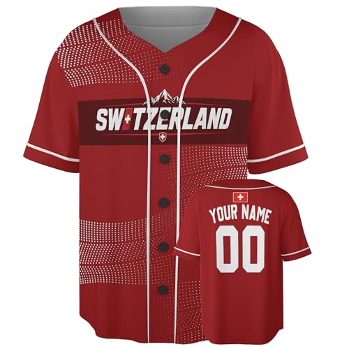 Jersey de béisbol personalizado Suiza - Camisas deportivas Swiss Pride con nombre y número, uniforme de softbol regalo para hombres y mujeres miniatura 1