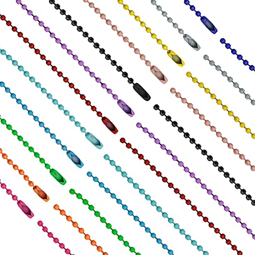60Pcs Mixed Color Ball Chains Bead Connector Clasp,2.4 mm Nickel Plated Ball Chain Necklace Ball Bead Chain Extension Chains for Key Chains,Tags,Craft Projects,Dog Tag Ball Chain Jewelry Findings