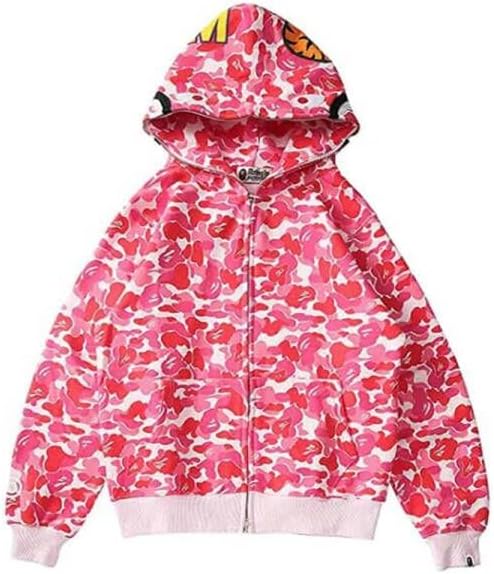 Shark Jaw Camo Jacket Hoodie Shark Mouth Sweatershirt Full Zip Up for Adults(Size M)