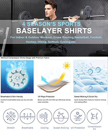 Purple Compression Shirts Mens Long Sleeve Running Gym Top Shirts Lightweight Sports Baselayer Undershirt Cool Dry #TOP3