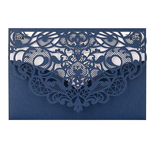 Invitaciones de boda azul marino caladas para mesas de gala fiestas y aniversarios pack 50