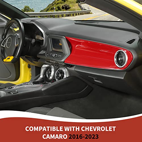 Razpoy For Camaro Center Console Panel Trim, 3Pcs Dashboard Panel Cover Compatible With 2016-2023 Chevrolet Chevy Camaro Interior Accessories, Red #TOP2