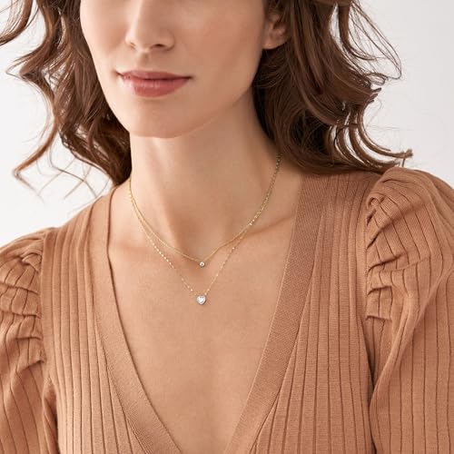 Image of Fossil Women's Gold-Tone Stainless Steel Pendant Chain Necklace for Women