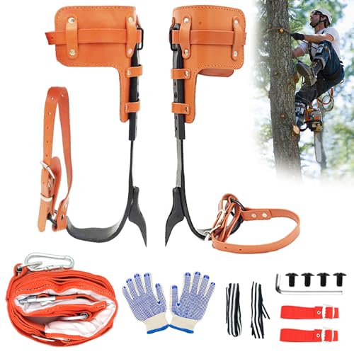 timiland Tree Climbing Spikes Set，Tree Climbing Gear，Adjustable Length Design,Alloy Steel Pole Climbing Spurs,Hunting and Observation,Fruit Picking (Set H)