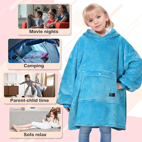 image for Catalonia Blanket Hoodie for Kids, Oversized Wearable Sherpa Sweatshir