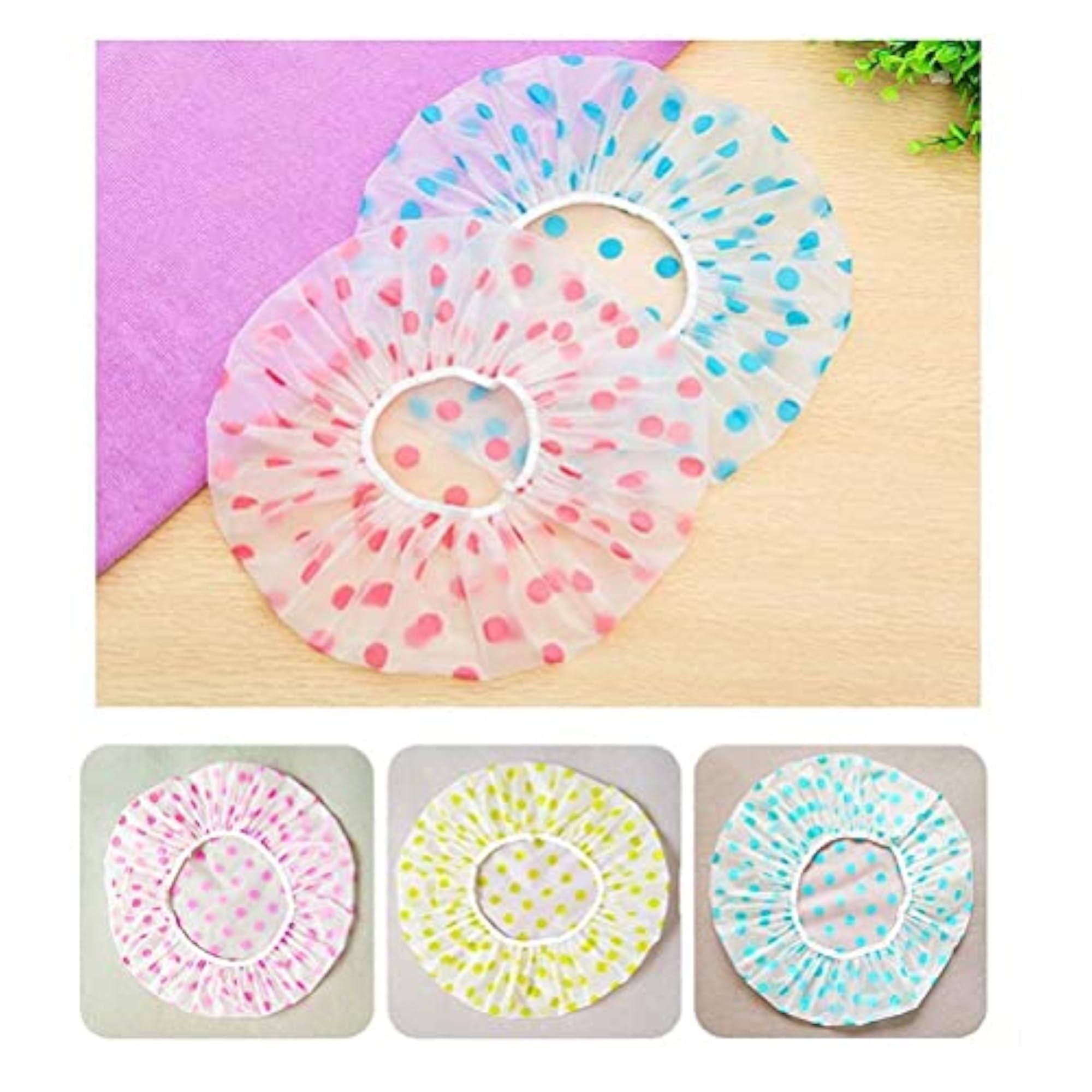 Pack of 6 Reusable Shower Caps for Women