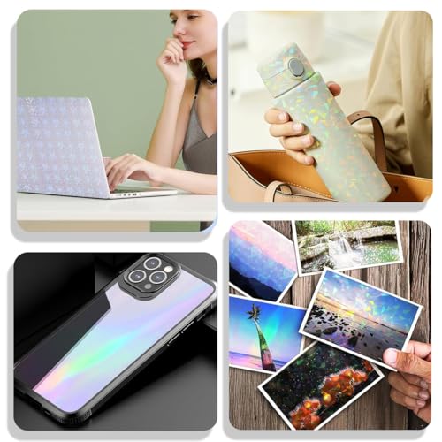 Image of 40 Sheets Vinyl Sticker Paper, Holographic Stickers, Self Adhesive Lamination Sheets for Laptop Bike Car Table Mobile Phones, 8.5x11 Inch Sticker Paper for DIY Crafts and Personalization