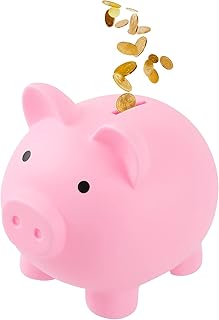 GADIEDIE Large Piggy Banks, Cute Plastic Pig Money Box, Piggy Bank for Girls and Boys, Unbreakable Plastic Coin Bank Fun Gifts for Birthday, Festival, Baby Shower (Pink)