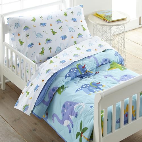 Wildkin 100% Cotton Toddler Sheet Set – Soft & Cozy Bed Sheets - Dinosaur Land - Thumbnail 2