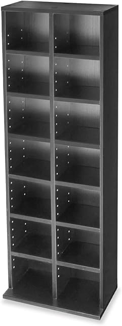 Lillyvale CD DVD Storage Unit Cabinet Furniture Bookcase Rack Tower Organizer Shelf Adjustable Living Room Office Wooden Media Blu Ray Video Games Up To 224 CD's (Black)
