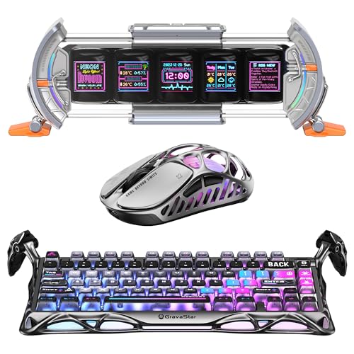 Gravastar K1 Pro Mekanik Gaming Klavye, XPro Kablosuz Optik Mouse ve Dijital Resim Çerçevesi Oyuncu Seti (Cyberpunk)