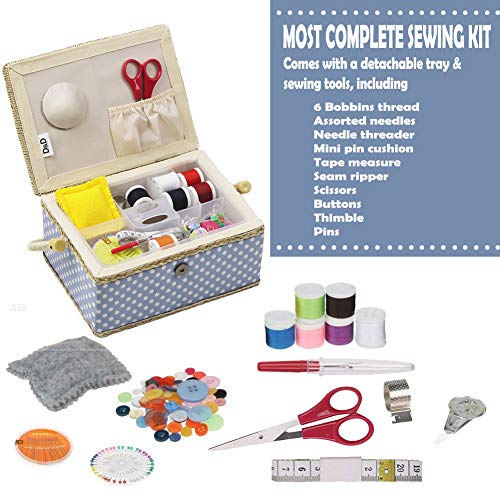 image for Sewing Box with Sewing Kit Accessories, D&D Wooden Sewing Basket Organ