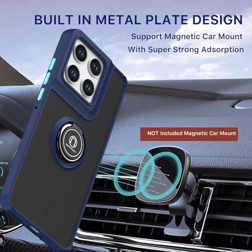 Image of QUIETIP Case for Motorola Edge 70 with Screen Protector,Magnetic Ring Car Stand Silicone Translucent Matte Drop Protection Cover,Blue